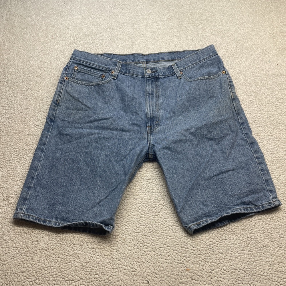 Levi's Denim Shorts Mens 40 Blue 505 Regular Fit Medium Wash 34505-2110 Cut Offs - Picture 3 of 9